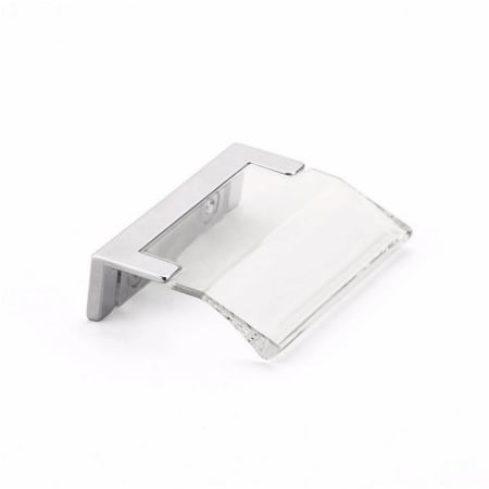 Schaub and Company Positano 1-1/4" Center to Center Clear Acrylic Finger Tab Cabinet Edge Pull / Drawer Tab Pull - Made in Italy Polished Chrome