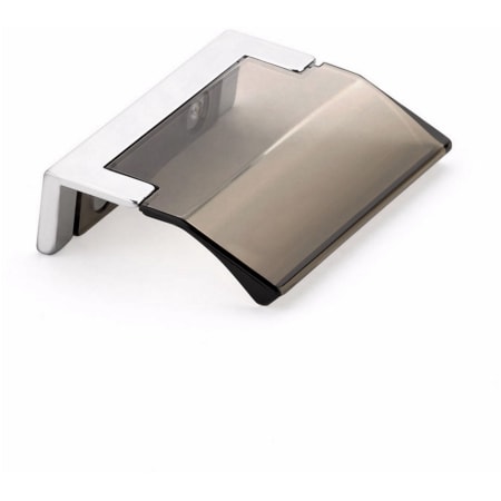 Schaub and Company Positano 1-1/4" Center to Center Smoke Acrylic Finger Tab Cabinet Edge Pull / Drawer Tab Pull - Made in Italy Polished Chrome