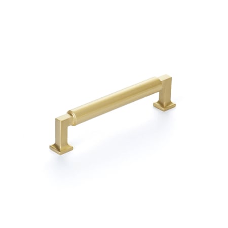 Schaub and Company Haniburton 5" Center to Center Modern Industrial Barrel Luxury Solid Brass Cabinet Handle / Drawer Pull Satin Brass