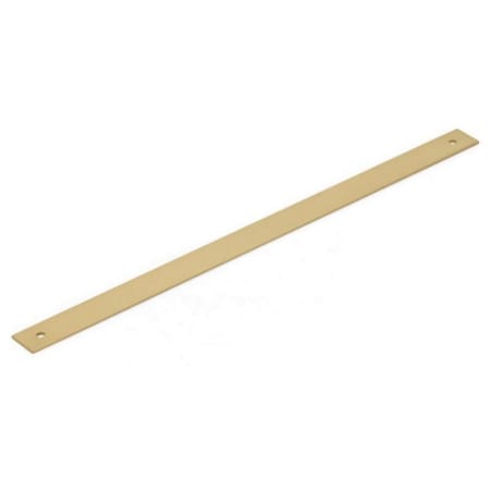 Schaub and Company Pub House Rectangular 12" Center to Center 13" Solid Brass Luxury Cabinet Pull Backplate Escutcheon Signature Satin Brass