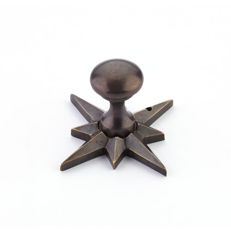 Schaub and Company Sonata Solid Brass 11/16" Art Deco Mushroom Cabinet Knob with Star Backplate Dark Antique Bronze