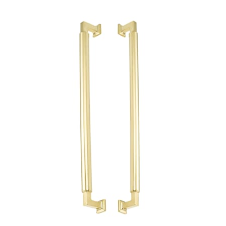 Schaub and Company Haniburton 18" Center to Center Solid Brass Barrel Style Back to Back Door Pull / Side by Side Cabinet Handle Set Unlacquered Brass
