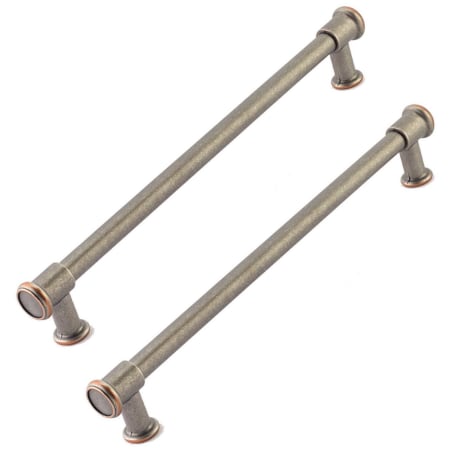 Schaub and Company Steamworks 12" Center to Center Back to Back Door Pulls / Side by Side Cabinet Handles Distressed Pewter / Copper