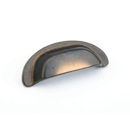 Schaub and Company Mountain 3-1/2" Rustic Lodge Cup Style Handle Britannium Pewter Cabinet Pull - Made in Italy Antique Bronze