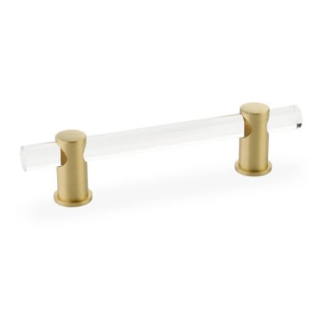 Schaub and Company Lumiere 6" Euro Modern Solid Brass and Adjustable Acrylic Bar Luxury Cabinet Handle / Drawer Pull Satin Brass