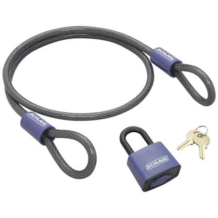 Schlage 4 Foot x 3/8 Inch Flexible Cable Lock with Weather-Proof Padlock N/A