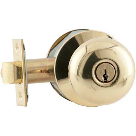 Schlage Plymouth Keyed Entrance Door Knob Set Polished Brass