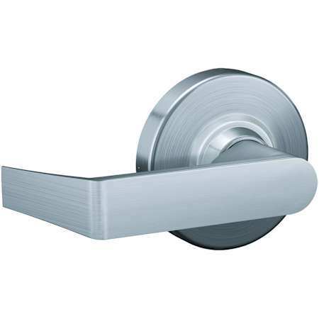 Schlage Rhodes Passage Door Lever Set with Round Rose from the ALX Series Satin Chrome
