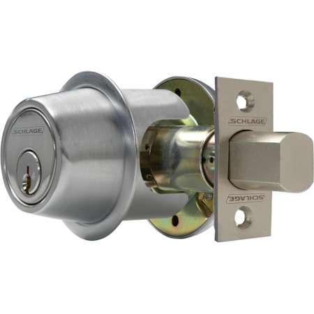 Schlage B500 Series One Sided Grade 2 Deadbolt with Full Size Interchangeable Core Satin Chrome