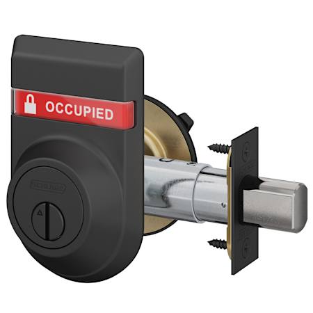 Schlage One Sided Deadbolt with Occupied Indicator Matte Black