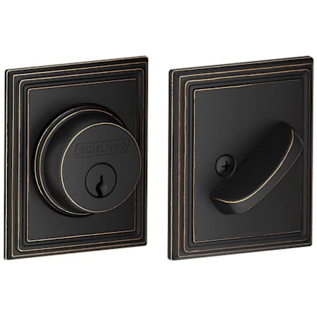 Schlage Single Cylinder Grade 1 Deadbolt with Decorative Addison Rose Aged Bronze