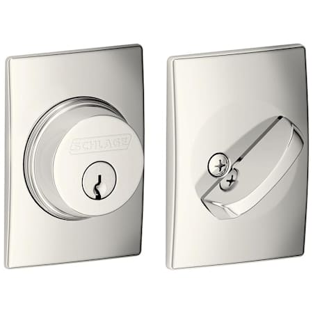 Schlage Single Cylinder Keyed Entry Grade 1 Deadbolt with Decorative Century Rose from the B-Series Polished Nickel