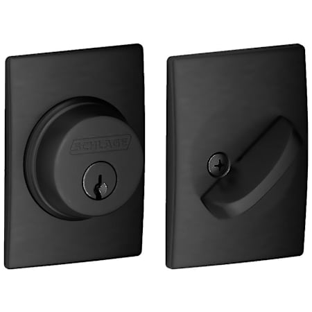 Schlage Single Cylinder Keyed Entry Grade 1 Deadbolt with Decorative Century Rose from the B-Series Matte Black