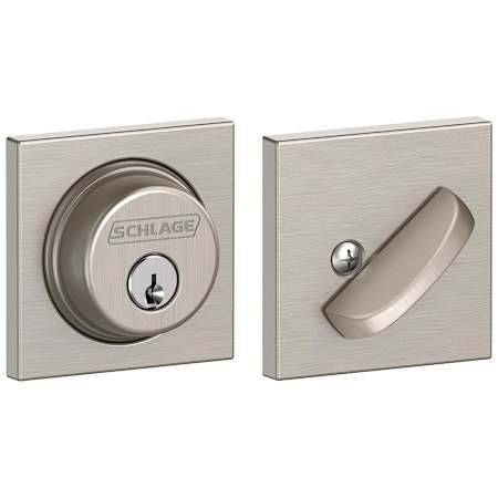 Schlage Single Cylinder Keyed Entry Grade 1 Deadbolt with Decorative Collins Rose from the B-Series Satin Nickel