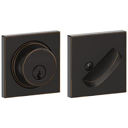 Schlage Single Cylinder Keyed Entry Grade 1 Deadbolt with Decorative Collins Rose from the B-Series Aged Bronze