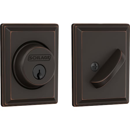 Schlage Single Cylinder Keyed Entry Grade 1 Deadbolt with Decorative Grandville Rose from the B-Series Aged Bronze