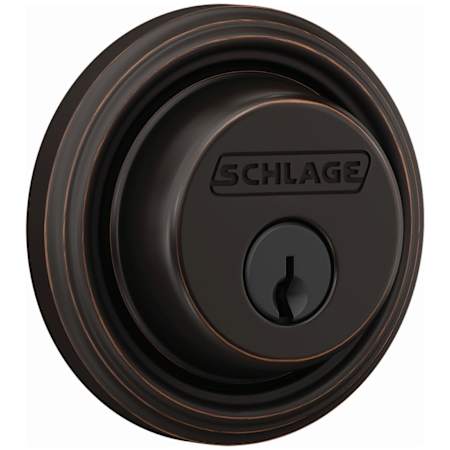 Schlage Custom Single Cylinder Keyed Entry Deadbolt from the Indy Collection Aged Bronze