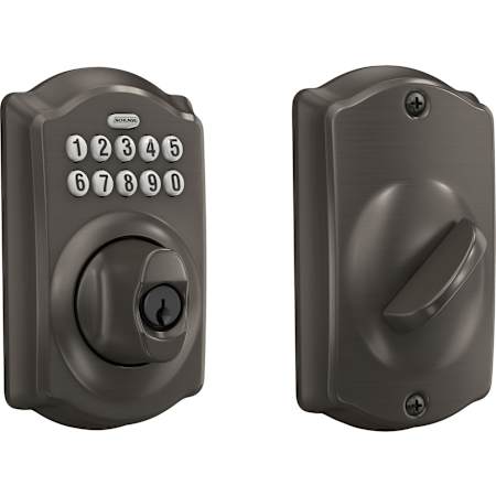 Schlage Camelot Electronic Keypad Single Cylinder Deadbolt Black Stainless