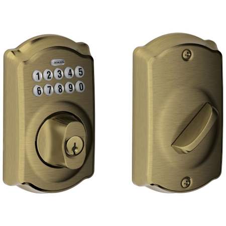 Schlage Camelot Electronic Keypad Single Cylinder Deadbolt Antique Brass