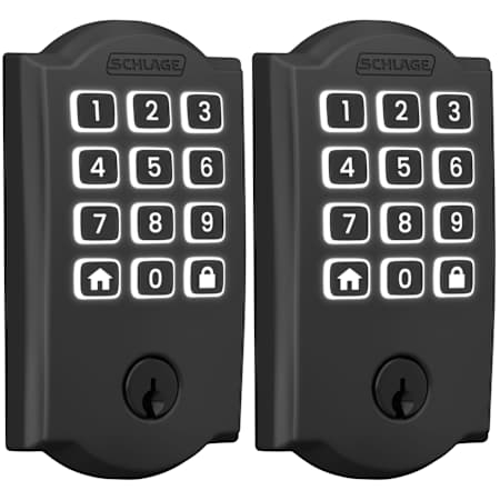 Schlage Arrive Electronic Keyless Entry Touchpad Deadbolt with Camelot Trim - Pack of 2 Matte Black