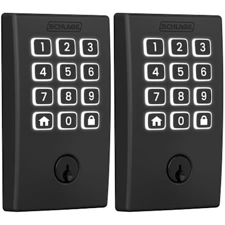 Schlage Arrive Electronic Keyless Entry Touchpad Deadbolt with Century Trim - Pack of 2 Matte Black