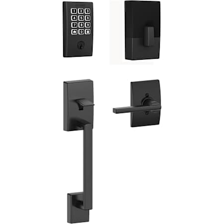 Schlage Arrive Sectional Keyless Entry Deadbolt with Century Handleset and Latitude Interior Lever Matte Black