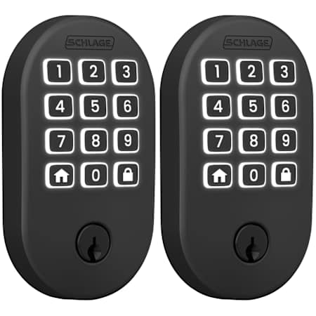 Schlage Arrive Electronic Keyless Entry Touchpad Deadbolt with Remsen Trim - Pack of 2 Matte Black