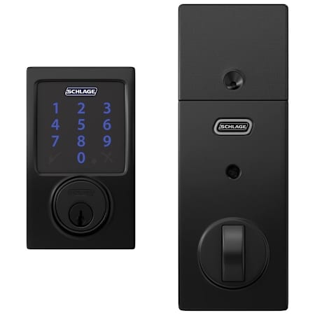 Schlage Connect Century Touchscreen Electronic Deadbolt with Built-in Alarm and Z-Wave Plus Technology Matte Black