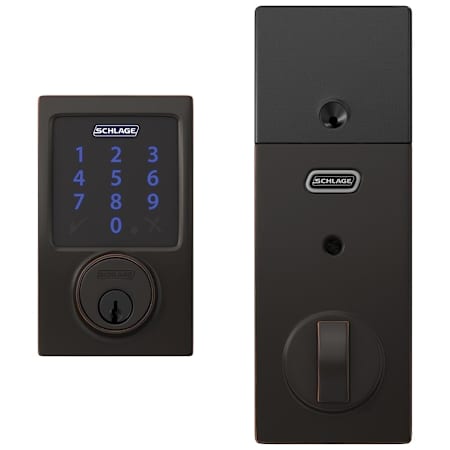Schlage Connect Century Touchscreen Electronic Deadbolt with Built-in Alarm and Z-Wave Plus Technology Aged Bronze