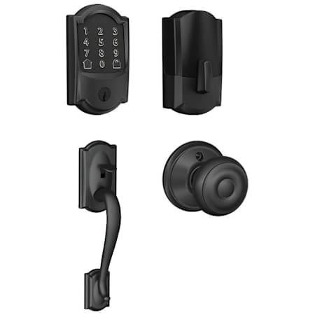 Schlage Encode WiFi Enabled Electronic Keypad Deadbolt with Camelot Entry Handleset and Georgian Knob Matte Black
