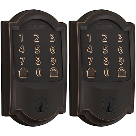 Schlage Encode WiFi Enabled Electronic Keypad Deadbolt with Camelot Trim - Pack of 2 Aged Bronze