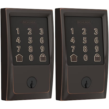 Schlage Encode WiFi Enabled Electronic Keypad Deadbolt with Century Trim - Pack of 2 Aged Bronze