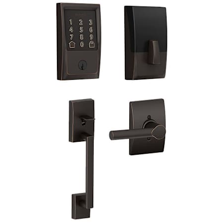 Schlage Encode WiFi Enabled Electronic Keypad Deadbolt with Century Entry Handleset and Broadway Lever Aged Bronze
