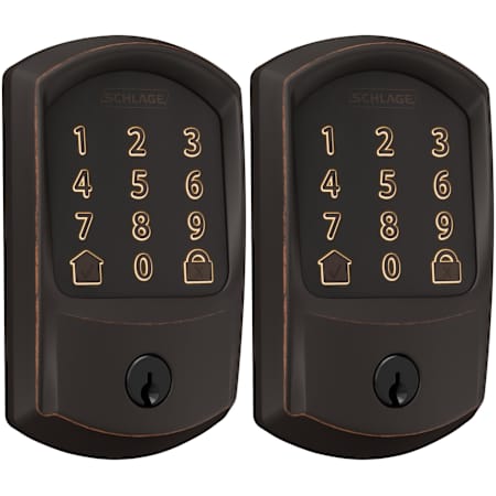 Schlage Encode WiFi Enabled Electronic Keypad Deadbolt with Greenwich Trim - Pack of 2 Aged Bronze