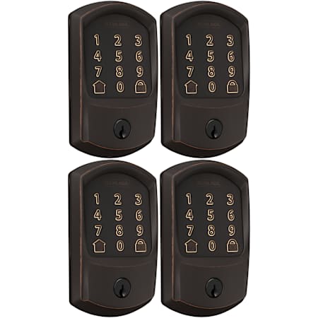 Schlage Encode WiFi Enabled Electronic Keypad Deadbolt with Greenwich Trim - Pack of 4 Aged Bronze
