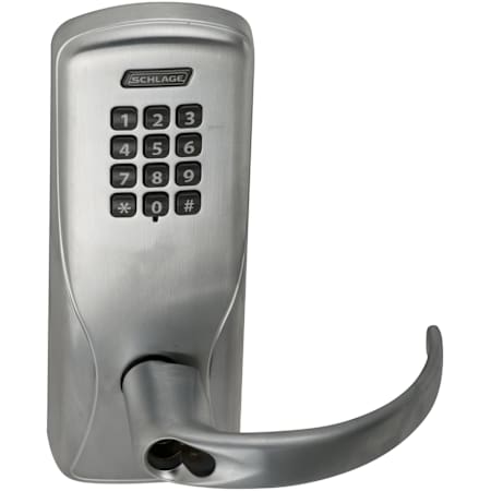 Schlage CO-Series Commercial Electronic Rim / Concealed Vertical Rod Exit Trim with Keypad and Sparta Lever Less Schlage FSIC Cylinder Satin Chrome