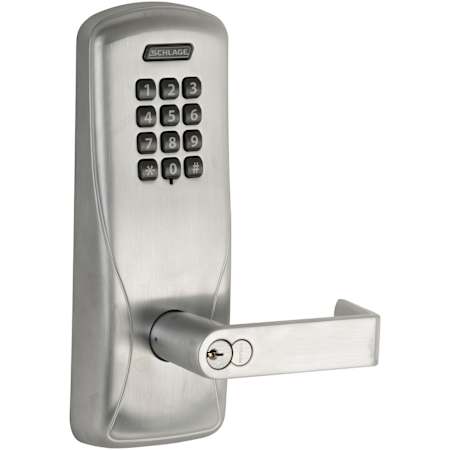 Schlage CO-Series Commercial Electronic Cylindrical Lock with Keypad and Rhodes Lever Less Schlage FSIC Cylinder Satin Chrome
