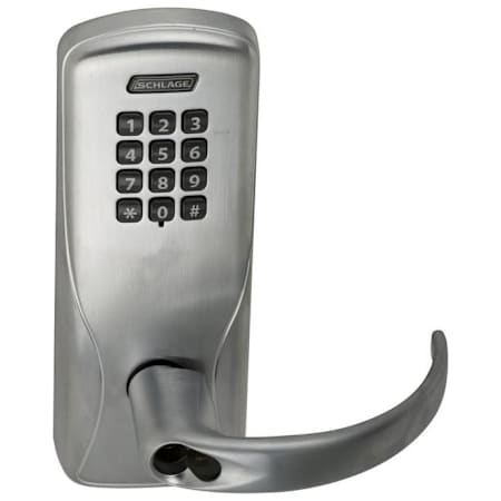 Schlage CO-Series Commercial Electronic Cylindrical Lock with Keypad and Sparta Lever Less Schlage SFIC Cylinder Satin Chrome