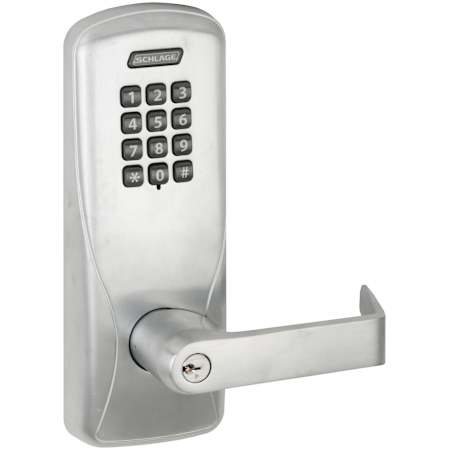 Schlage CO-Series Commercial Electronic Mortise Exit Trim with Keypad and Rhodes Lever Satin Chrome