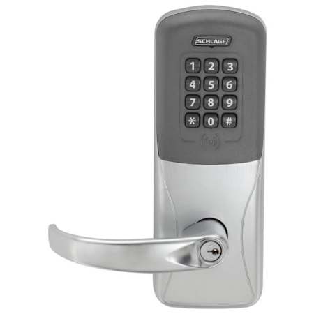 Schlage CO-Series Commercial Electronic Rim / Concealed Vertical Rod Exit Trim with Proximity / Keypad and Sparta Lever Satin Chrome