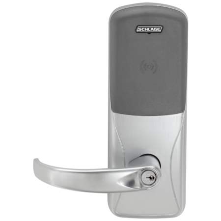 Schlage CO-Series Commercial Electronic Rim / Concealed Vertical Rod Exit Trim with Proximity and Sparta Lever Satin Chrome