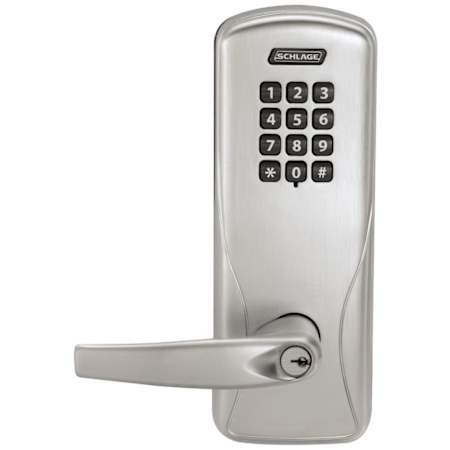 Schlage CO-Series Commercial Electronic Cylindrical Lock with Keypad and Athens Lever Satin Chrome