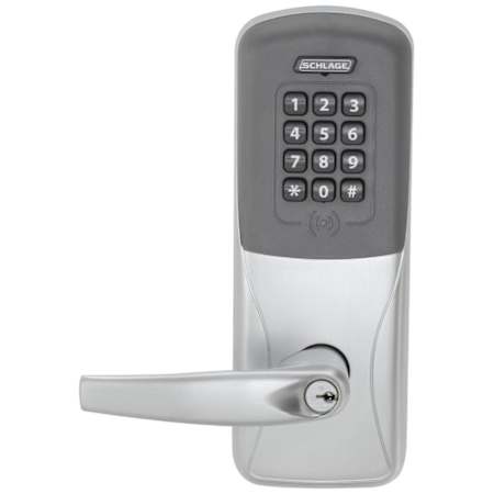 Schlage CO-Series Commercial Electronic Cylindrical Lock with Proximity / Keypad and Athens Lever Satin Chrome