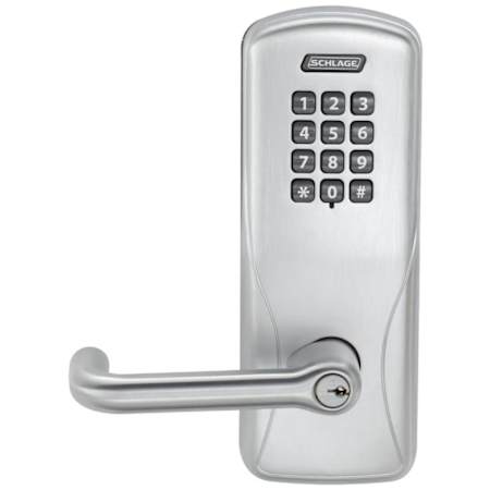 Schlage CO-Series Commercial Electronic Mortise Lock with Keypad and Tubular Lever Satin Chrome