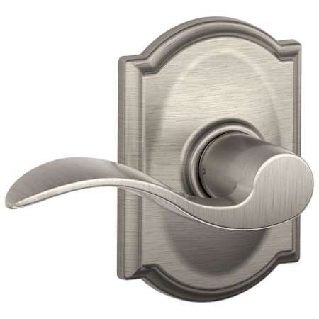 Schlage Accent Passage Door Lever Set with the Decorative Camelot Trim Satin Nickel