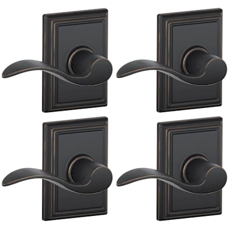 Schlage Accent Passage Door Lever Set with the Decorative Addison Trim - Pack of 4 Aged Bronze