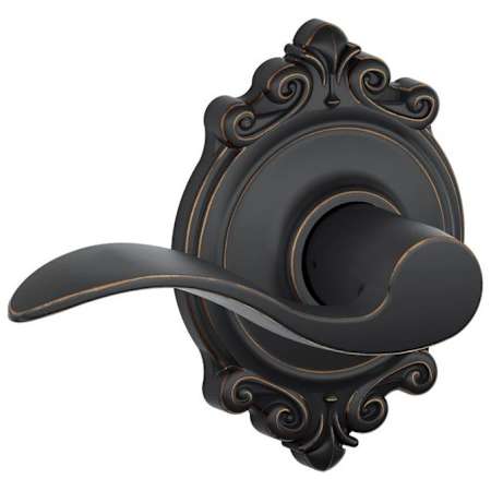 Schlage Accent Passage Door Lever Set with the Decorative Brookshire Trim Aged Bronze