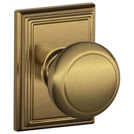 Schlage Andover Passage Door Knob Set with Decorative Addison Trim Antique Brass