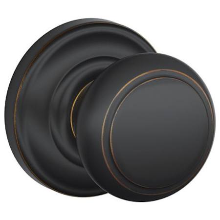 Schlage Andover Passage Door Knob Set with Decorative Andover Trim Aged Bronze