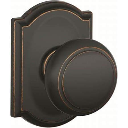 Schlage Andover Passage Door Knob Set with Decorative Camelot Trim Aged Bronze